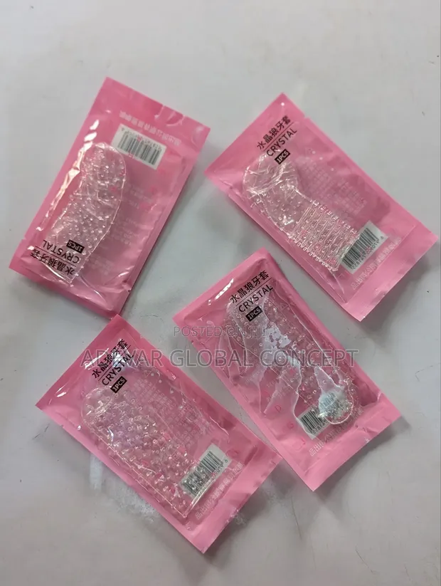 Reusable Ejaculation Delay Crystal Condom Penis Sleeve for Men