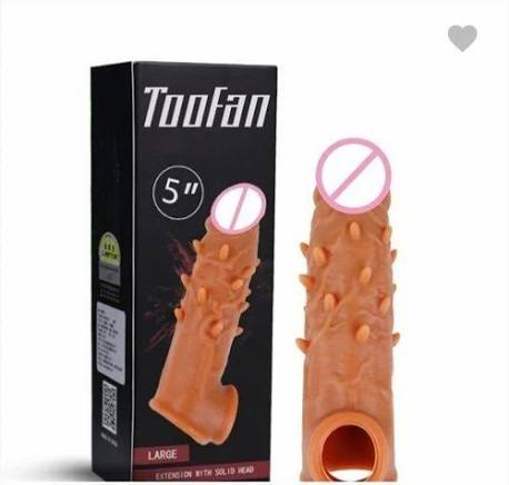 Silicon Made Doted Brown Penis Cover Dragon Condom With 2 Inch Extension